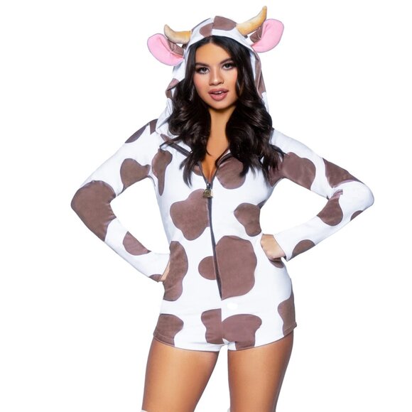 Comfy Cow 2-Piece Plush Velvet Romper Costume - Picture 1 of 2